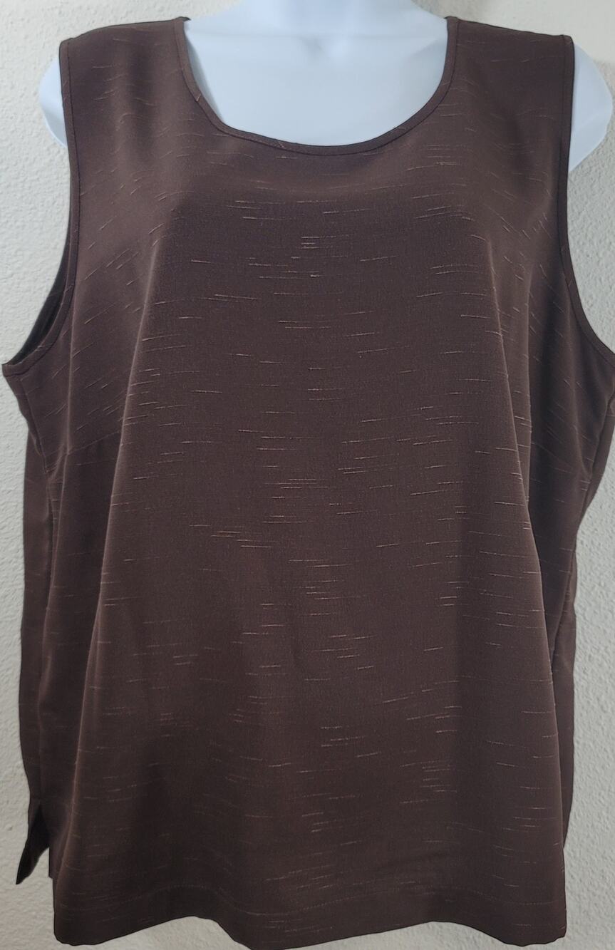 Draper's & Damon's Brown Slub Knit Sleeveless Top XL Lightweight Soft Flowy